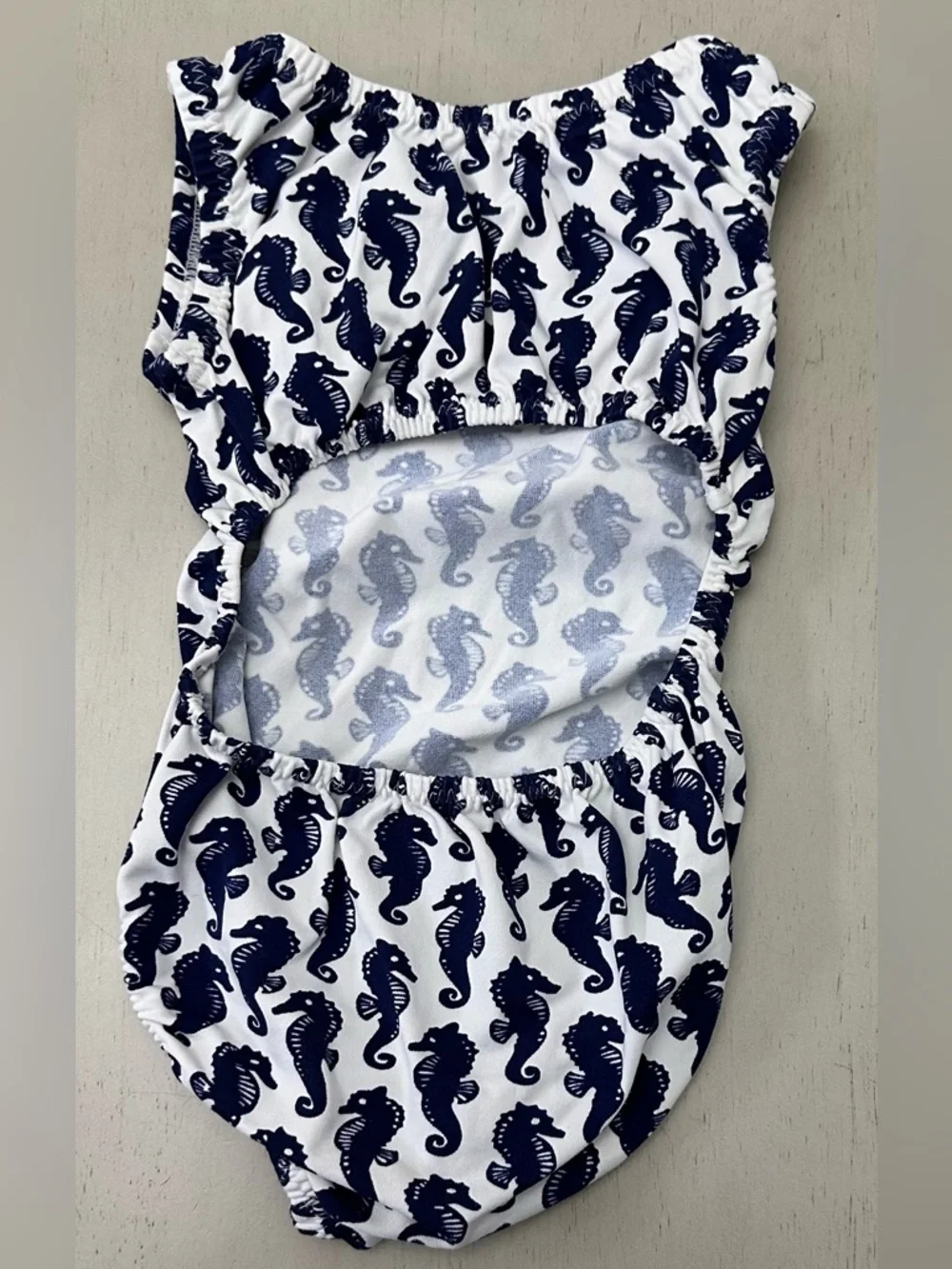 Navy Seahorse Print Foxy’s Gymnastics Leotard - size 4/5 - like new condition